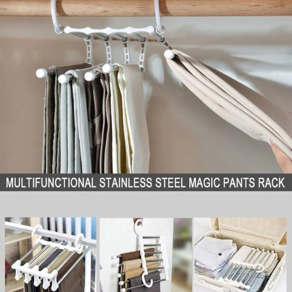 5 in 1 Multi-Functional Pants Hanger Rack Towel Stainless Steel Wardrobe Shelves - Picture 5 of 5